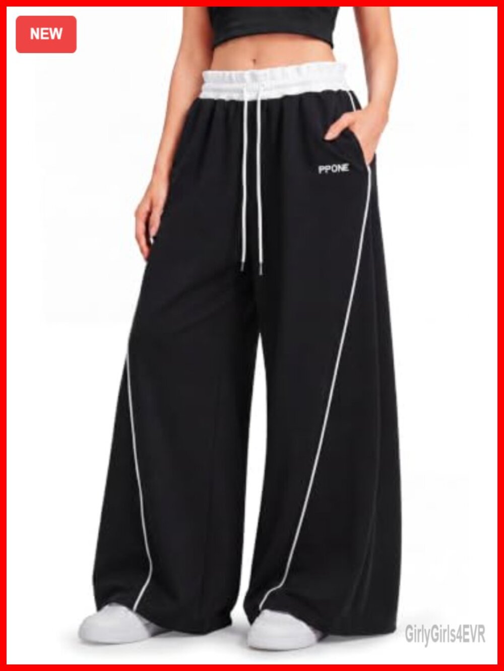 Baggy Barrel Sweatpants Women Wide Leg Drawstring Joggers Striped Loose Fit